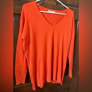 Zenana S/M Oversized Soft Knit Sweater • Lightweight Split Hem Orange
